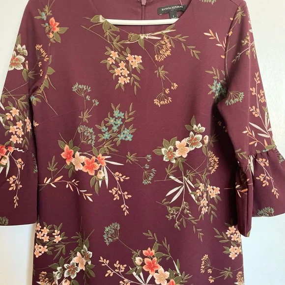 Banana Republic Floral Bell Sleeve Zip Dress - Size 2 - Picture 4 of 13